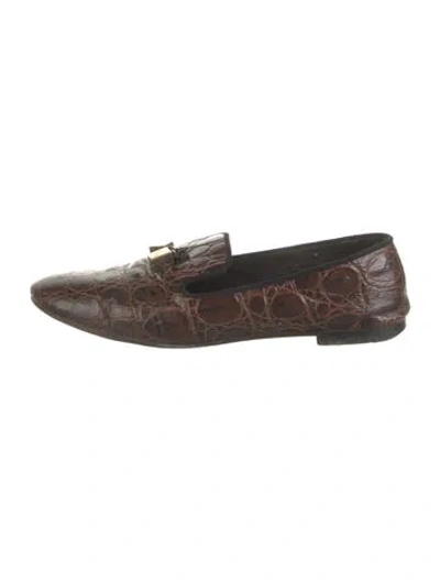 Pre-owned Giuseppe Zanotti Leather Animal Print Loafers In Brown