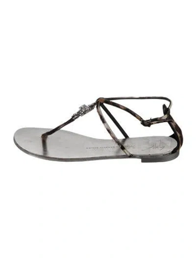 Pre-owned Giuseppe Zanotti Leather Animal Print Sandals In Black