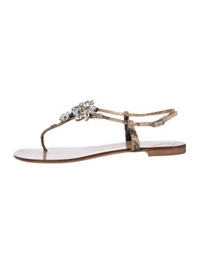 Pre-owned Giuseppe Zanotti Leather Animal Print Sandals In White