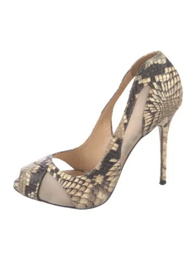 Pre-owned Giuseppe Zanotti Leather Animal Print Slingback Pumps