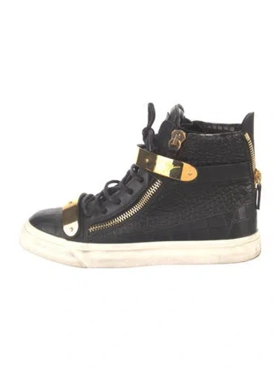 Pre-owned Giuseppe Zanotti Leather Animal Print Sneakers In Black