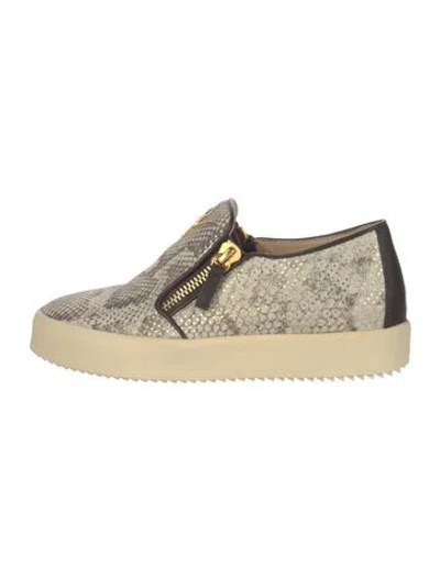 Pre-owned Giuseppe Zanotti Leather Animal Print Sneakers In Neutrals
