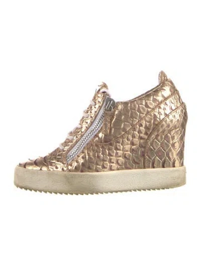 Pre-owned Giuseppe Zanotti Leather Animal Print Wedge Sneakers