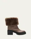 Giuseppe Zanotti Leather Ankle Boots With Shearling Cuff In Brown