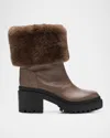 Giuseppe Zanotti Leather Ankle Boots With Shearling Cuff In Brown