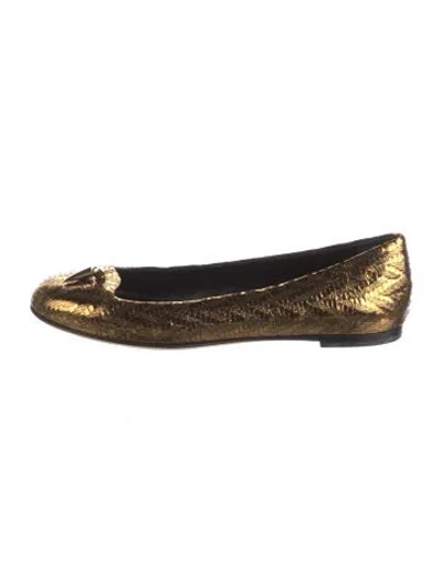 Pre-owned Giuseppe Zanotti Leather Ballet Flats In Gold