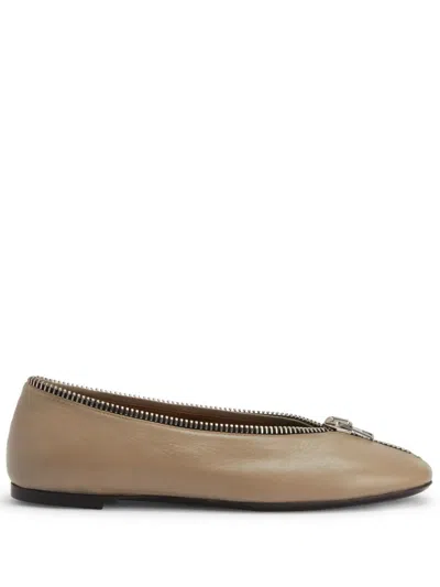 Giuseppe Zanotti Leather Ballet Flats In Neutral