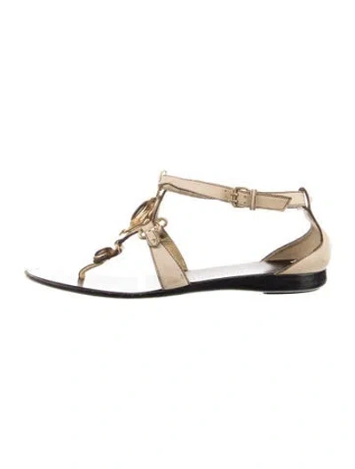 Pre-owned Giuseppe Zanotti Leather Beaded Accents Sandals In Black