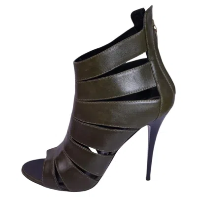 Pre-owned Giuseppe Zanotti Leather Cage Sandal Heels - Eu 39 In Black