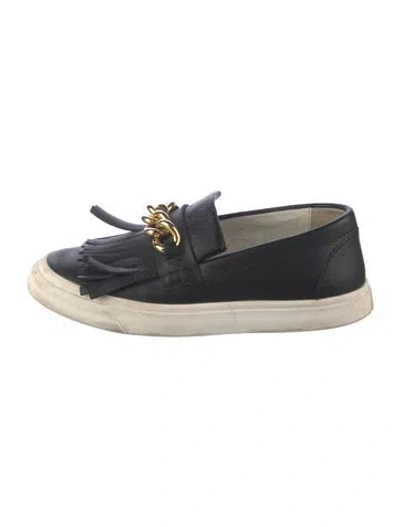 Pre-owned Giuseppe Zanotti Leather Chain-link Accents Loafer Sneakers In Blue