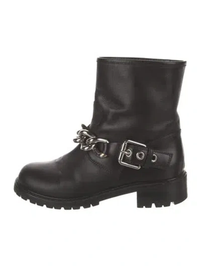 Pre-owned Giuseppe Zanotti Leather Chain-link Accents Moto Boots In Multi