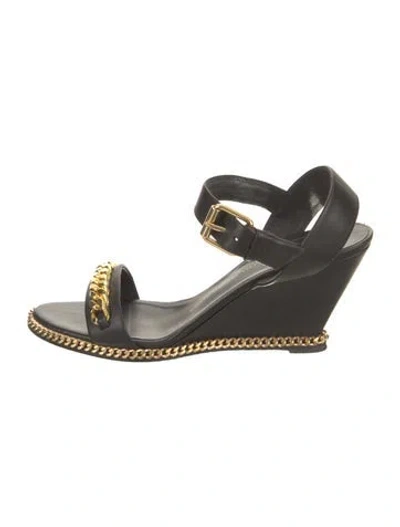 Pre-owned Giuseppe Zanotti Leather Chain-link Accents Sandals In Black
