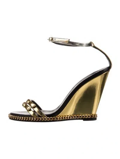 Pre-owned Giuseppe Zanotti Leather Chain-link Accents Sandals In Gold