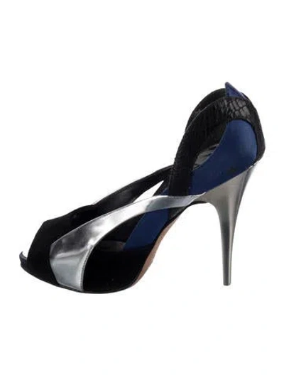 Pre-owned Giuseppe Zanotti Leather Colorblock Pattern D'orsay Pumps In Black