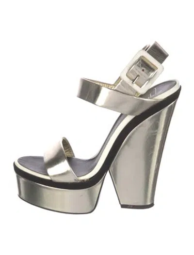 Pre-owned Giuseppe Zanotti Leather Colorblock Pattern Sandals In Gold