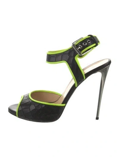 Pre-owned Giuseppe Zanotti Leather Colorblock Pattern Sandals In Green