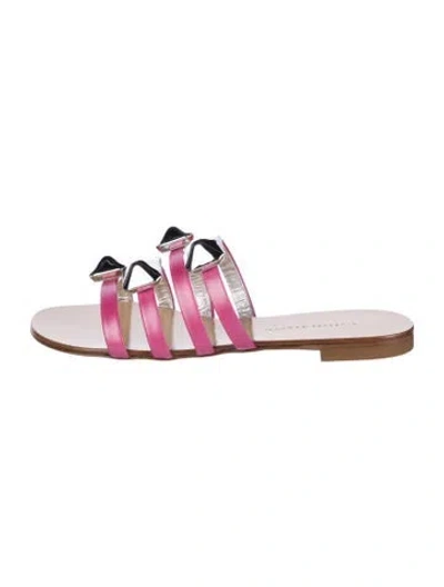 Pre-owned Giuseppe Zanotti Leather Colorblock Pattern Slides In Multi