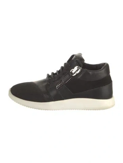 Pre-owned Giuseppe Zanotti Leather Colorblock Pattern Sneakers In Black