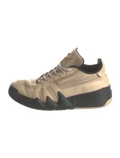 Pre-owned Giuseppe Zanotti Leather Colorblock Pattern Sneakers In Black