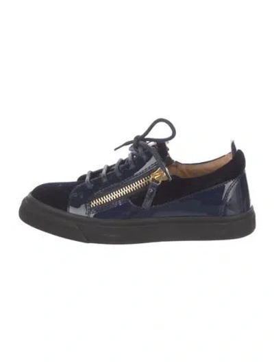 Pre-owned Giuseppe Zanotti Leather Colorblock Pattern Sneakers In Blue