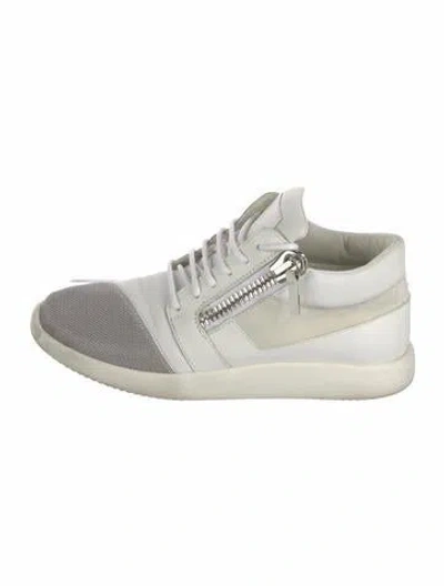 Pre-owned Giuseppe Zanotti Leather Colorblock Pattern Sneakers In White