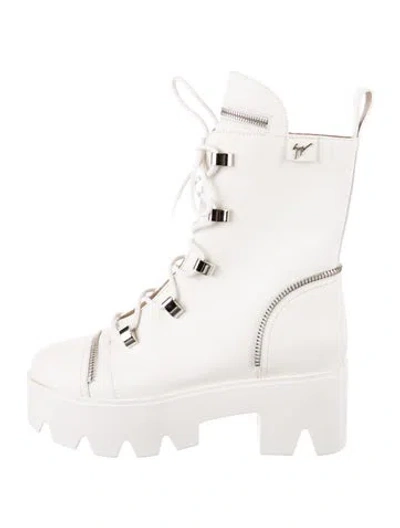 Pre-owned Giuseppe Zanotti Leather Combat Boots In White