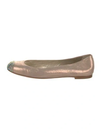 Pre-owned Giuseppe Zanotti Leather Crystal Embellishments Ballet Flats In Pink