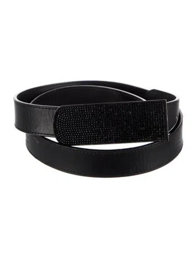 Pre-owned Giuseppe Zanotti Leather Crystal Embellishments Belt In Black
