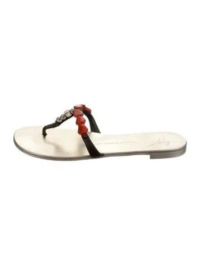 Pre-owned Giuseppe Zanotti Leather Crystal Embellishments In Brown