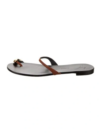 Pre-owned Giuseppe Zanotti Leather Crystal Embellishments Flip Flops In Black