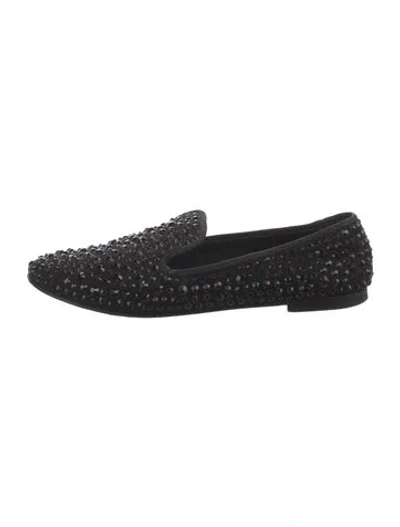 Pre-owned Giuseppe Zanotti Leather Crystal Embellishments Loafers In Black