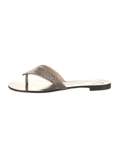 Pre-owned Giuseppe Zanotti Leather Crystal Embellishments In Metallic/neutrals