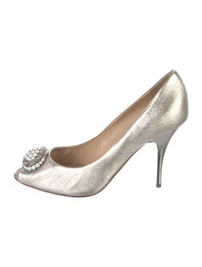 Pre-owned Giuseppe Zanotti Leather Crystal Embellishments Pumps In Silver
