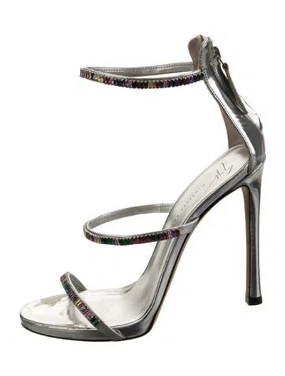 Pre-owned Giuseppe Zanotti Leather Crystal Embellishments Sandals