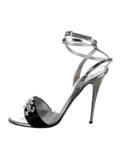 Pre-owned Giuseppe Zanotti Leather Crystal Embellishments Sandals