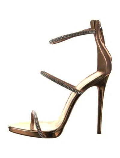 Pre-owned Giuseppe Zanotti Leather Crystal Embellishments Sandals