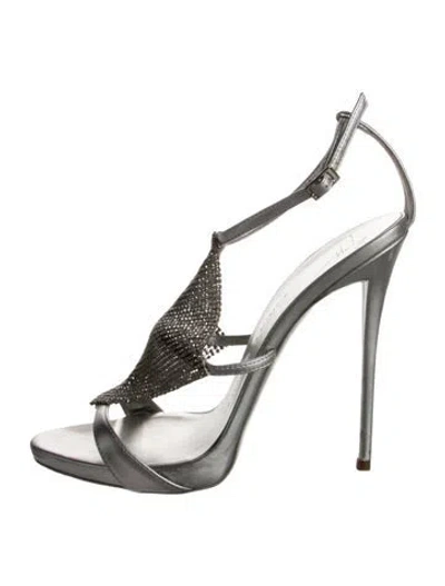 Pre-owned Giuseppe Zanotti Leather Crystal Embellishments Sandals