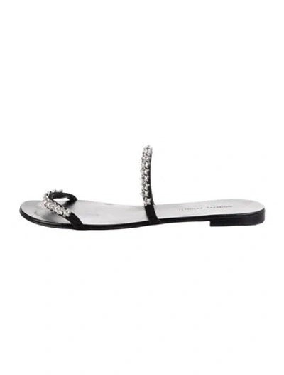 Pre-owned Giuseppe Zanotti Leather Crystal Embellishments Sandals In Black