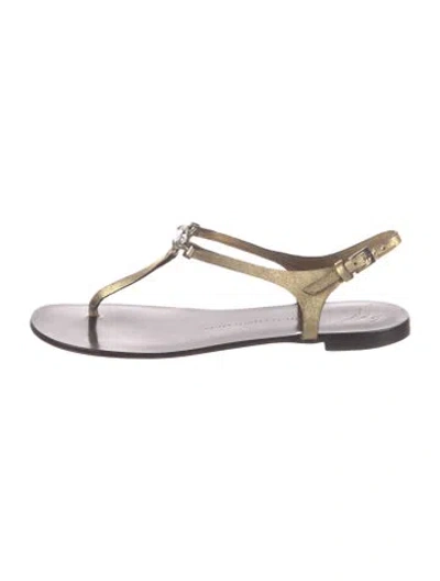 Pre-owned Giuseppe Zanotti Leather Crystal Embellishments Sandals In Black
