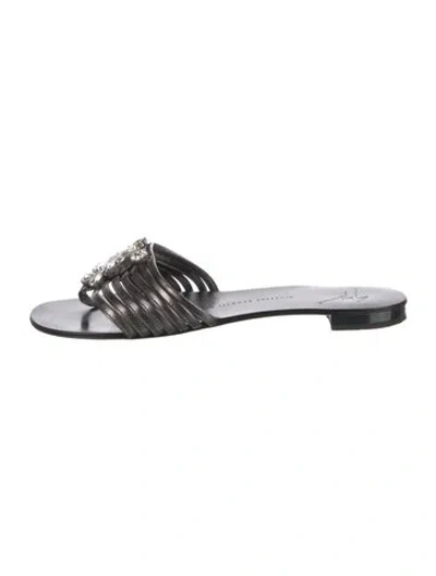Pre-owned Giuseppe Zanotti Leather Crystal Embellishments Sandals In Black