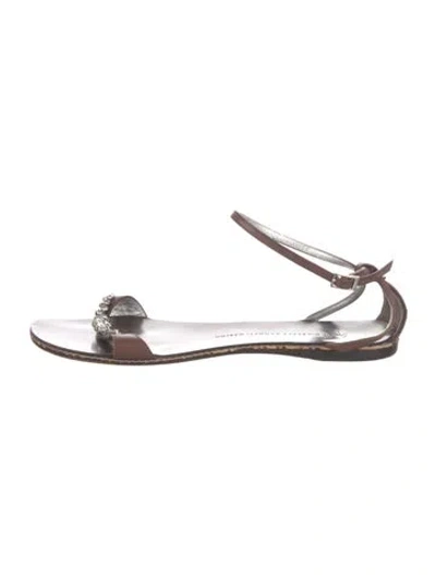 Pre-owned Giuseppe Zanotti Leather Crystal Embellishments Sandals In Brown
