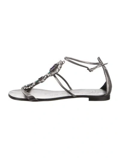 Pre-owned Giuseppe Zanotti Leather Crystal Embellishments Sandals In Brown