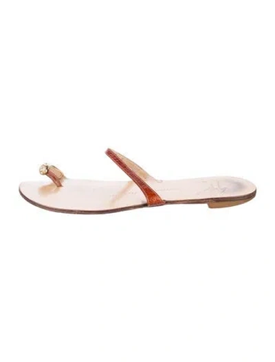 Pre-owned Giuseppe Zanotti Leather Crystal Embellishments Sandals In Brown