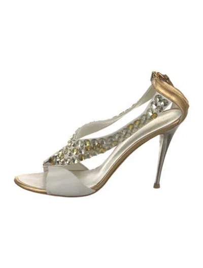 Pre-owned Giuseppe Zanotti Leather Crystal Embellishments Sandals In Gold