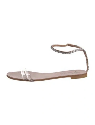 Pre-owned Giuseppe Zanotti Leather Crystal Embellishments Sandals In Neutral