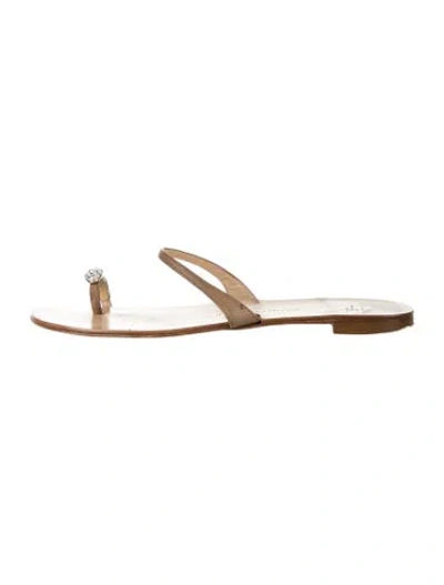 Pre-owned Giuseppe Zanotti Leather Crystal Embellishments Sandals In Neutrals