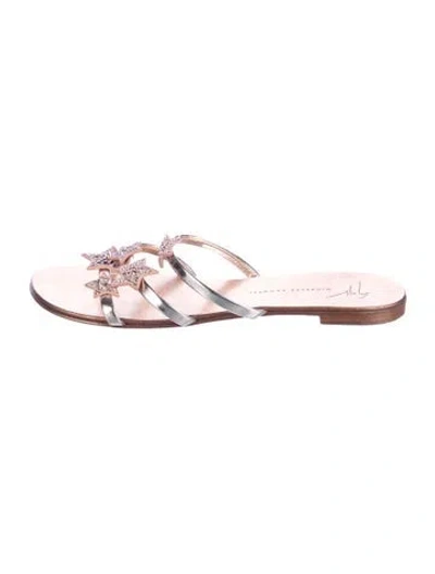 Pre-owned Giuseppe Zanotti Leather Crystal Embellishments Sandals In Pink