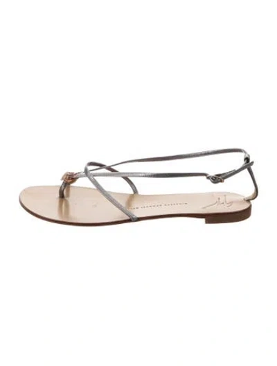 Pre-owned Giuseppe Zanotti Leather Crystal Embellishments Sandals In Silver