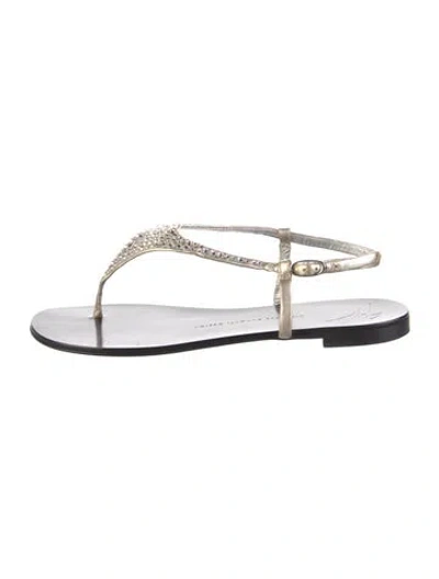 Pre-owned Giuseppe Zanotti Leather Crystal Embellishments Sandals In White