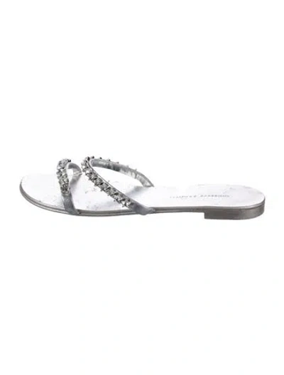 Pre-owned Giuseppe Zanotti Leather Crystal Embellishments Slides